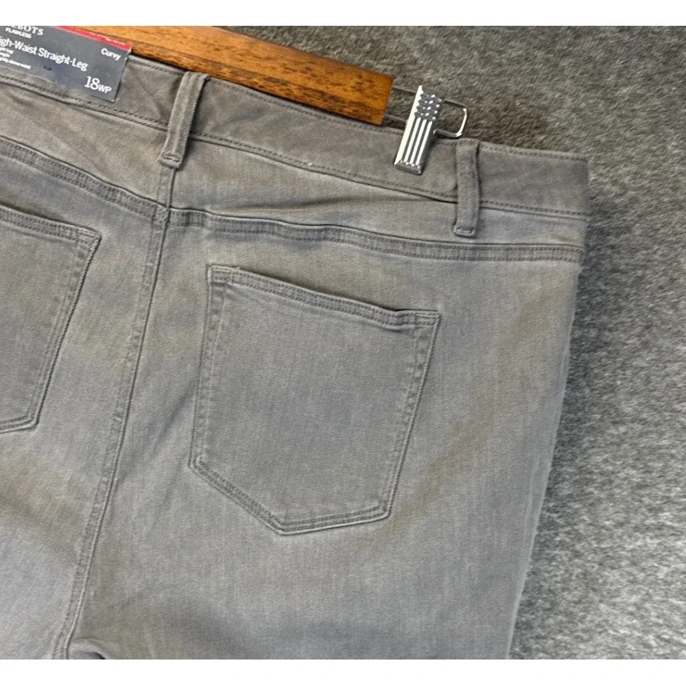 New Talbots Straight Leg Jeans Womens 18WP Grey High Waist Curvy Plus Petite Nwt